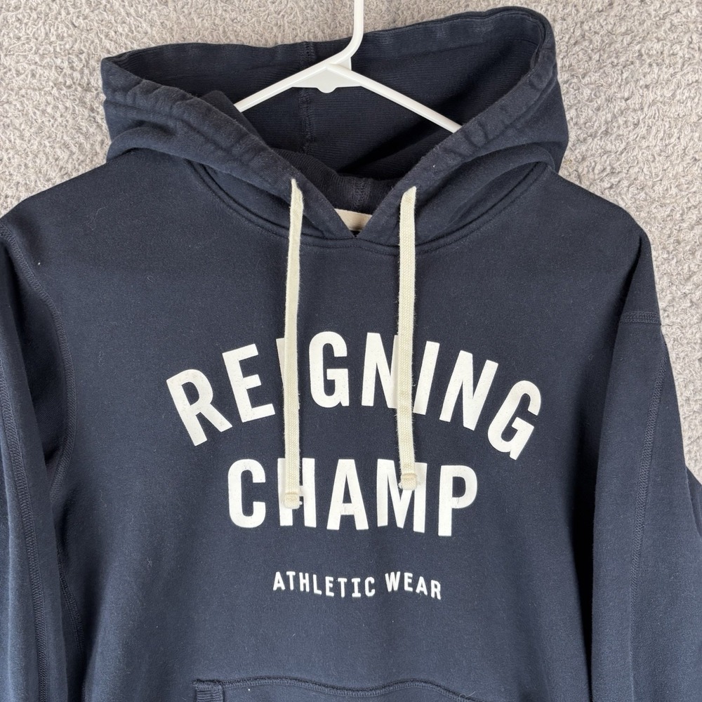 Reigning Champ Hoodie Men Medium Navy Graphic Handcrafted Canada Cotton Pullover